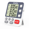 FCXJTU Digital Dual Triple Kitchen Timer, 3 Channels Count Down Timer, Cooking Timer, Large Display, Loud Alarm and Flashing Light with Magnetic Back, Stand, Battery Included (White)