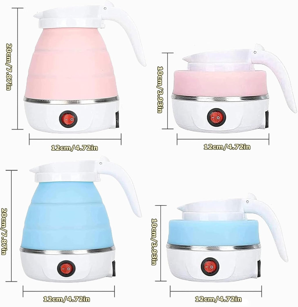MICOKAY Portable Electric Kettle, Travel Foldable Kettle with Silicone Electric, Insulation Heating Boiler Tea Pot for Camping, 600ml (Blue)