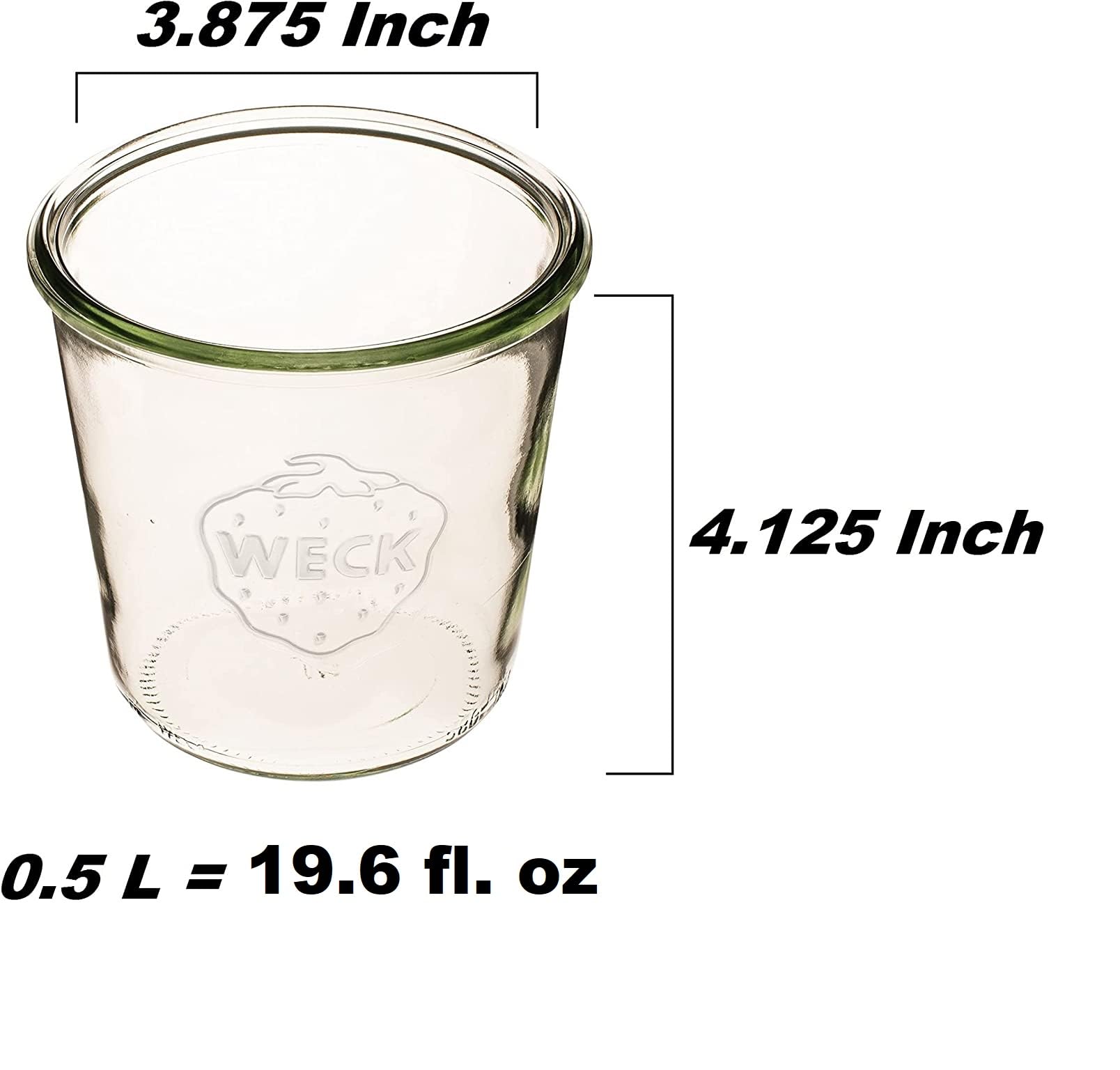 Weck Canning Jars 742 - Transparent Glass Eco-Friendly Canning Jars with Airtight Seal - 1/2 Liter Tall Jars (2 Pack)