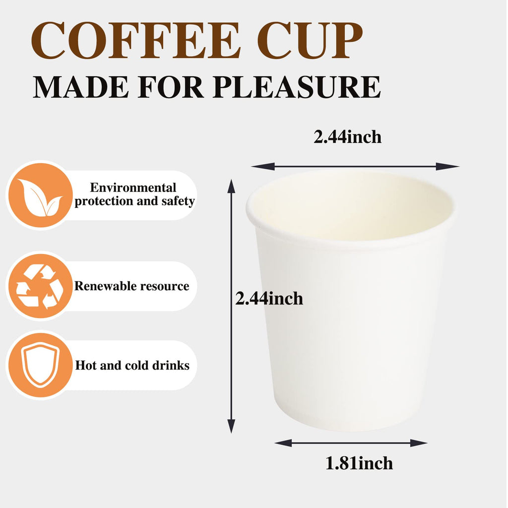 [300 Pack] Dbfengbilian Disposable Coffee Cups, Mini Bathroom Mouthwash Cups, Espresso, White Hot Small Coffee Paper Cups (4oz)