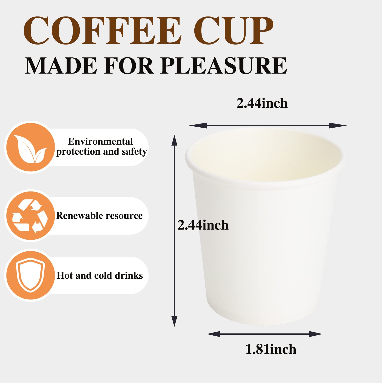 [300 Pack] Dbfengbilian Disposable Coffee Cups, Mini Bathroom Mouthwash Cups, Espresso, White Hot Small Coffee Paper Cups (4oz)