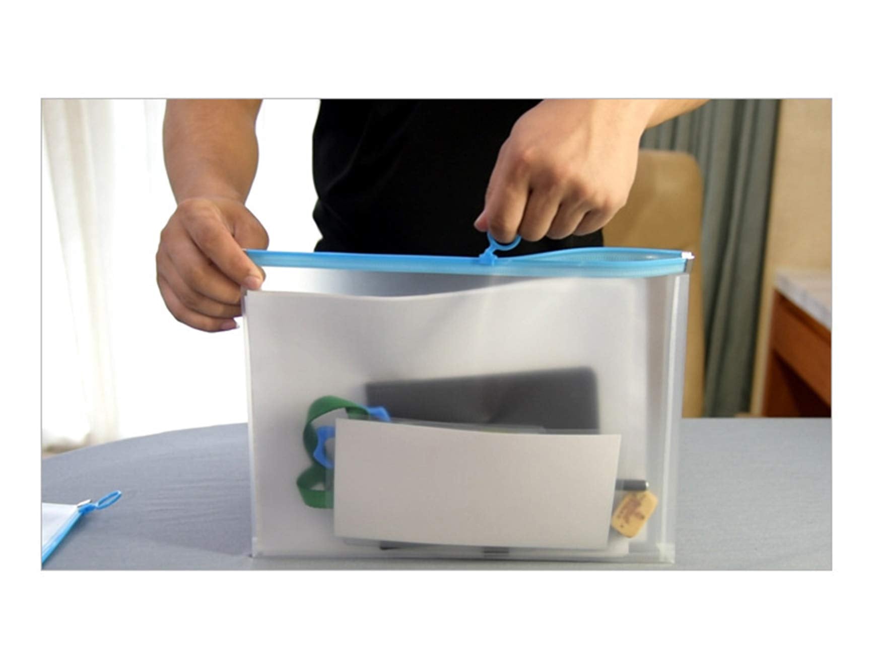 YESSART 9x12 Clear Zip Plastic Envelopes File Document Paper Holder Pack of 12
