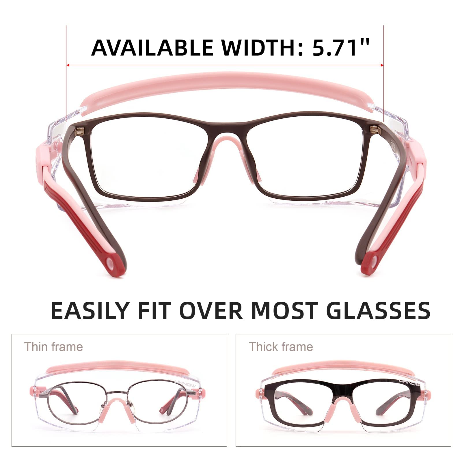 UKNOW Safety Goggles Over Glasses, Anti Fog Safety Glasse with Clear Wraparound Lens, ANSI Z87.1 Protective Eyewear