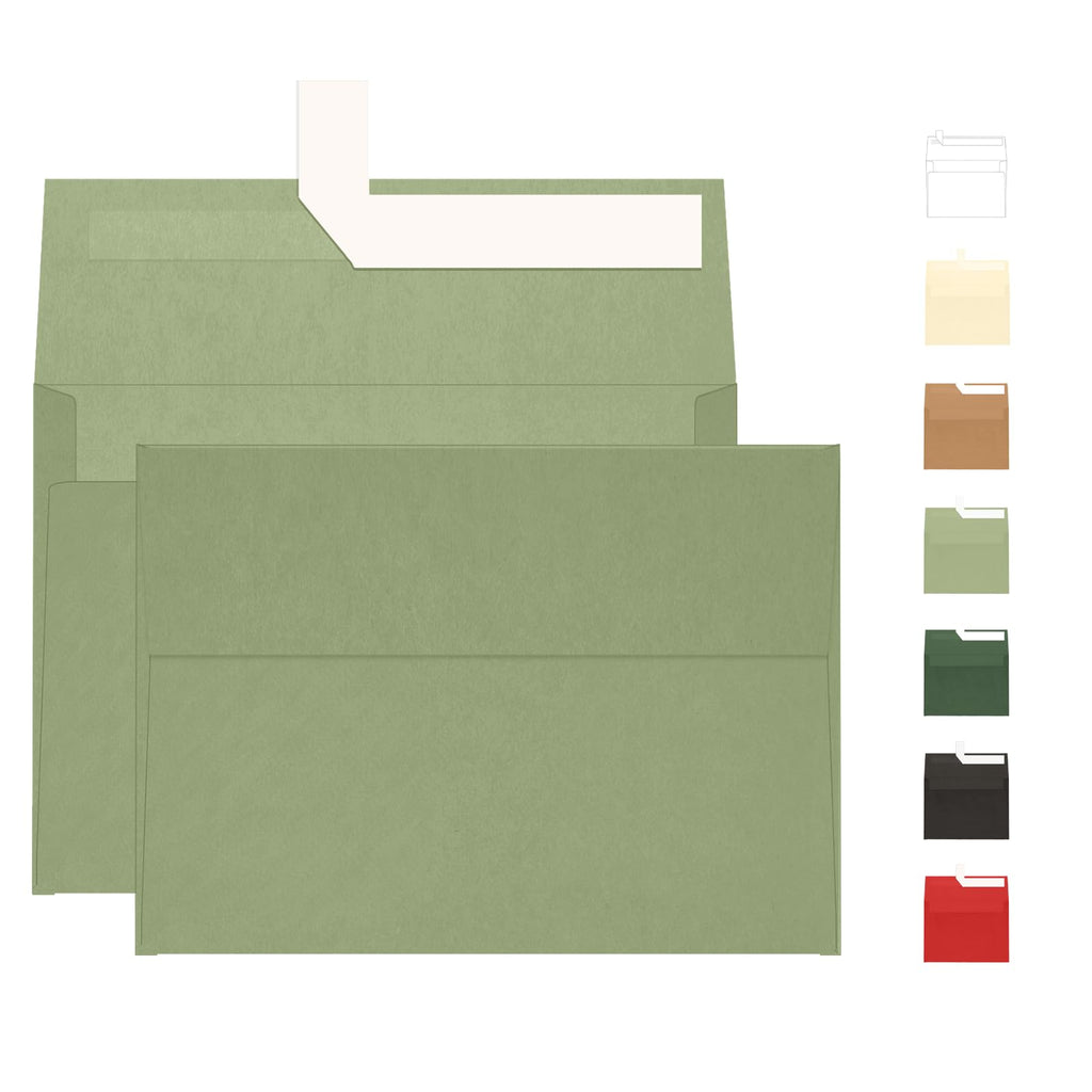 A7 Sage Green Envelopes 100 Pack, Goefun 5x7 Self Seal Printable Envelopes for Invitation, 5x7 Gift Cards, Birthday, Baby Shower, 5.25 x 7.25 in, 120GSM