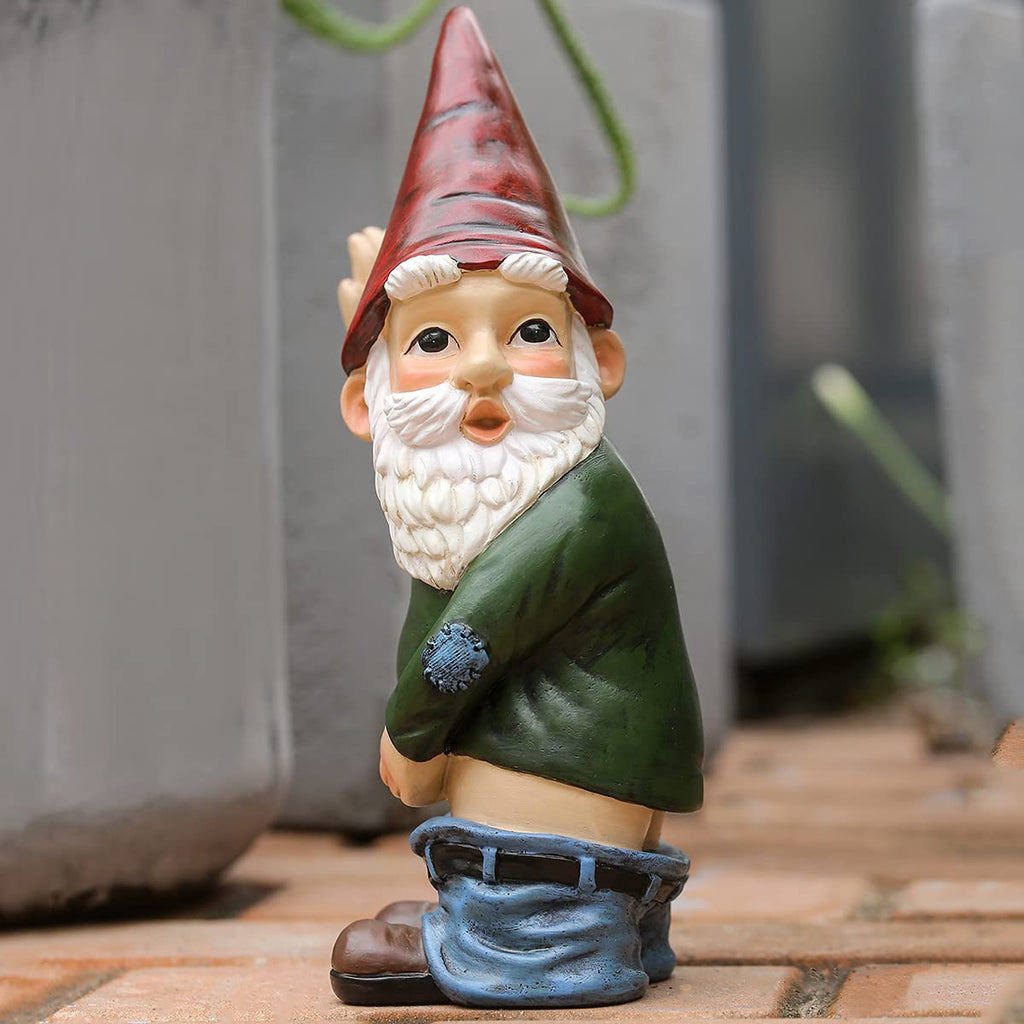 10.3 Inch/26cm Funny Garden Gnome Figurine Outdoor Statue,Patio Lawn Yard Art Ornaments, Garden Figurines for Outdoor Home Yard Decor (10.3 inch)