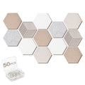 Acidea 12Pcs Hexagon Cork Boards for Walls, Self Adhesive DIY Bulletin Board Felt Cork Board Tiles with 50 Push Pins, Pin Boards for Office School Home Wall Decor Stickers Memos Photos Display