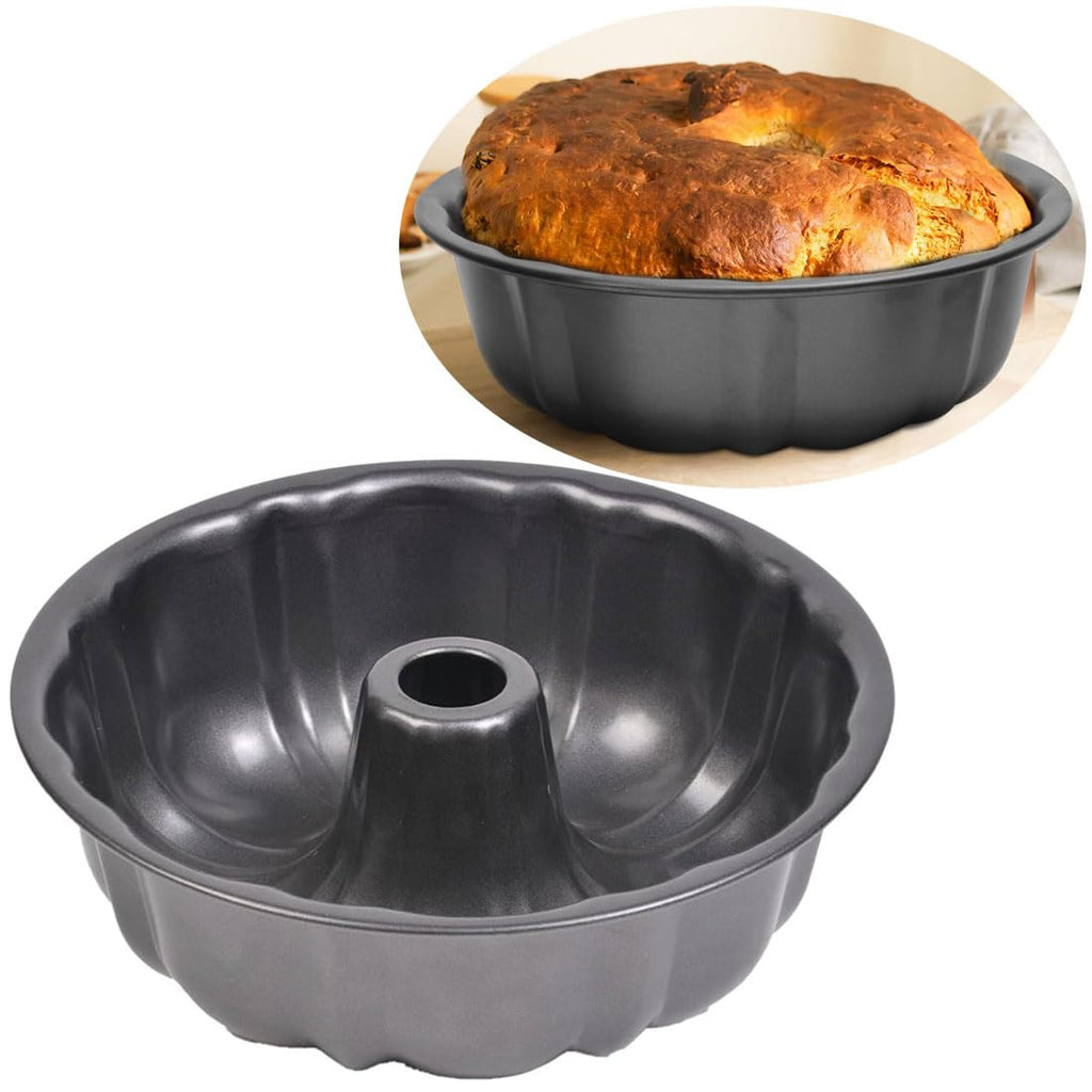 Cake Pans, 26cm/ 10'' Non-Stick Fluted Cake Pan, Heavy Duty Carbon Steel Tube Pan Baking Mold, Perfect Bakeware for Bavarois, Brownie, Jello, Flan, Meatloaf,Pudding (10'')