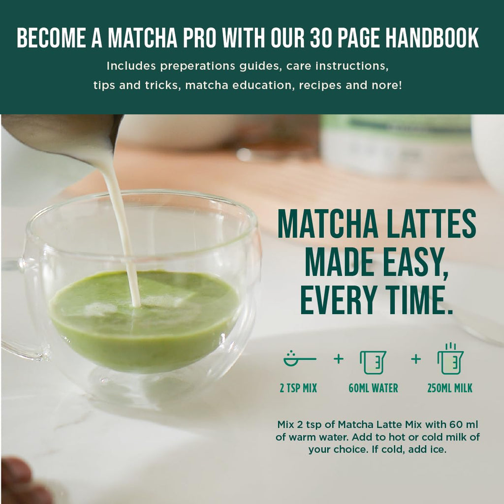 Jade Leaf Matcha - Modern Starter Gift Set Includes: Electric Matcha Whisk + Milk Frother, Stainless Steel Spoon, Stainless Steel Sifter, and Printed Handbook