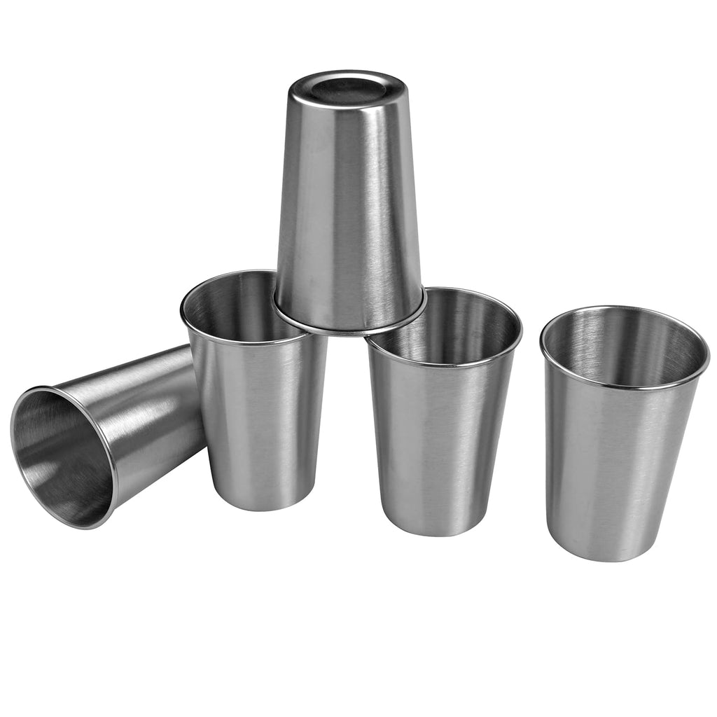 CAMBUY Stainless Steel Cups 18 oz Unbreakable and Reusable Drinking Cups Eco-Friendly Healthy Tumbler Set for Milk Juice and Water Dishwasher Safe (5 Pcs)