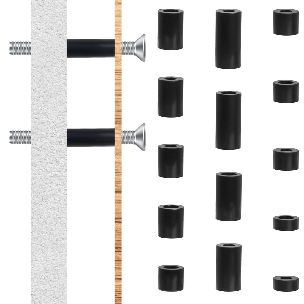 1000 Pcs Electrical Outlet Screws Spacers, Nylon Round Spacer for M3 M4 Screws, Black Spacers Without Threaded, Spacers Assortment Kit for Electrical Screws Switch and Receptacle (Black)
