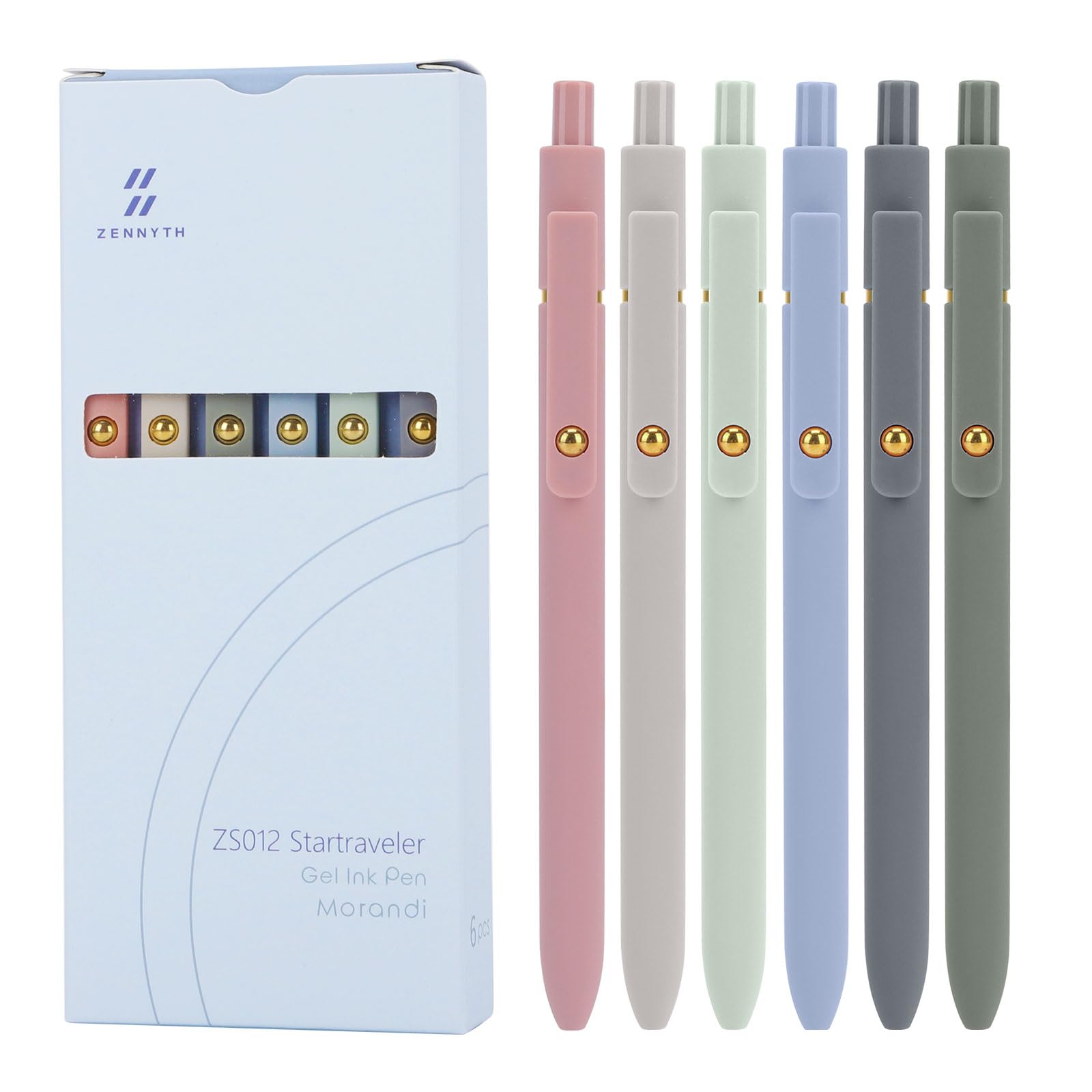 Ddaowanx Gel Pens, 0.5mm Fine Point Quick Dry Blue Ink Pens Retractable, Cute Colorful Barrel Smooth Writing Pen, Aesthetics Gifts for Women Men (6 Pcs-Blue Ink)