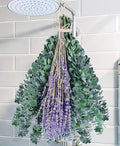 115 Pcs Dried Preserved Eucalyptus Stems & Lavender Flowers Bundles for Shower, 17'' Natural Real Live Eucalyptus Leaves Greenery Hanging Lavender Shower Plant, Fragrance, Decor