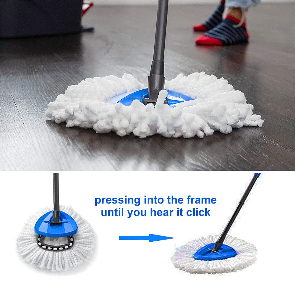 Spin Mop Head, Universal 360° Microfiber Replacement Mop Heads Compatible with Vileda Mop Replace Head, Durable Dust Mop Refills Machine Washable for Floor Cleaning System (6 Pack)