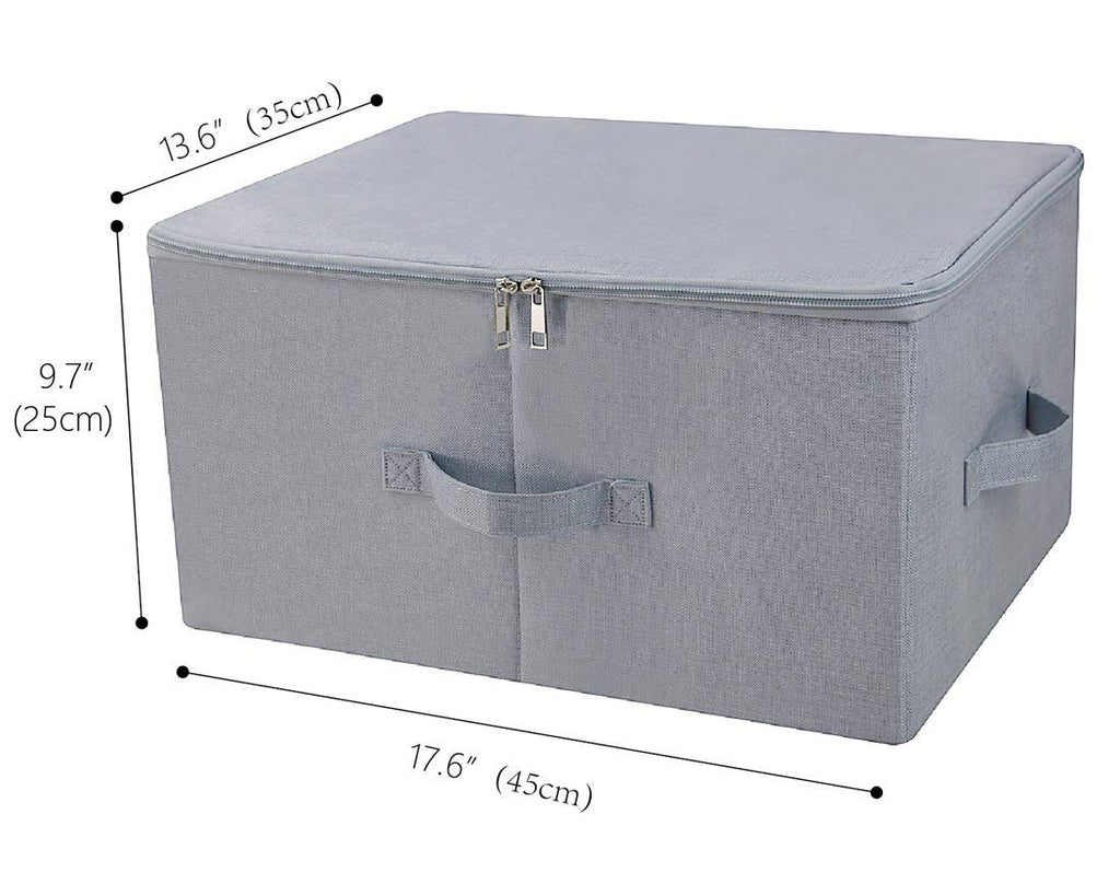 Dust proof Attic Shelf Clothes Storage Boxes with Zip Lid, Breathable Collasible Bins for Seasonal Garment Organizer, Light Gray, 2 pcs