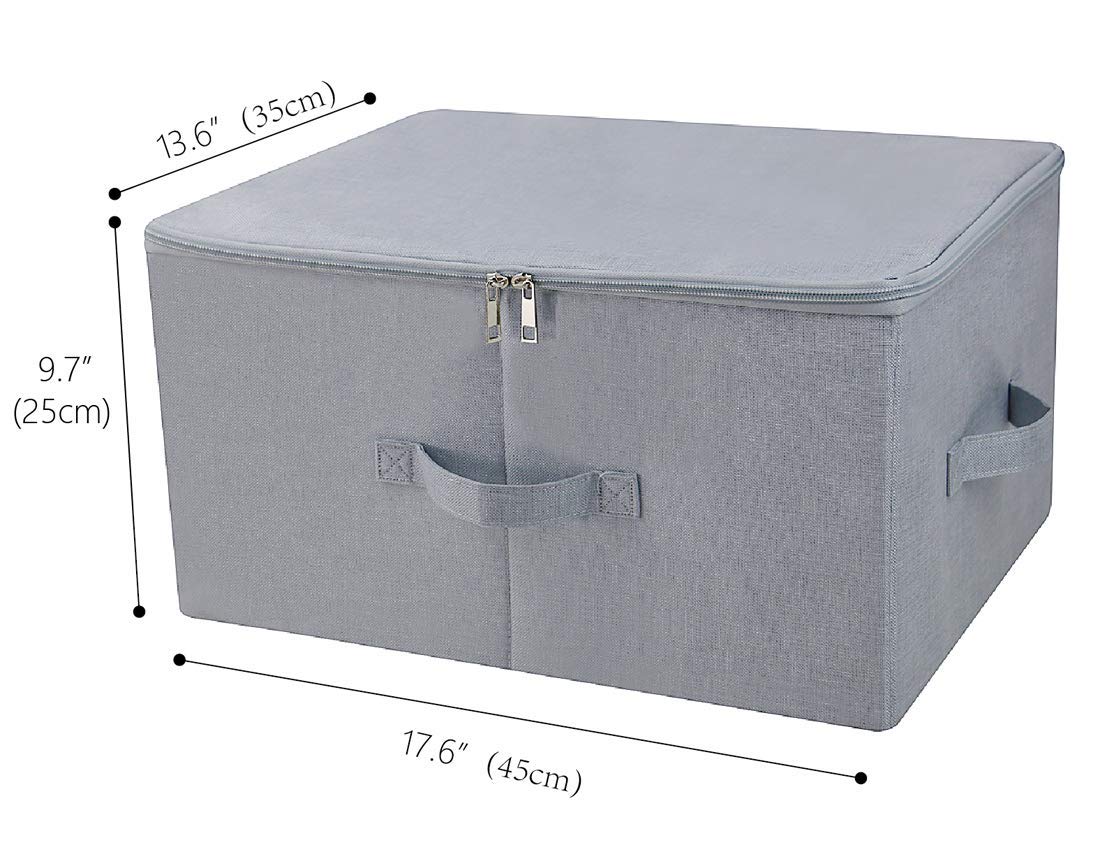 Dust proof Attic Shelf Clothes Storage Boxes with Zip Lid, Breathable Collasible Bins for Seasonal Garment Organizer, Light Gray, 2 pcs