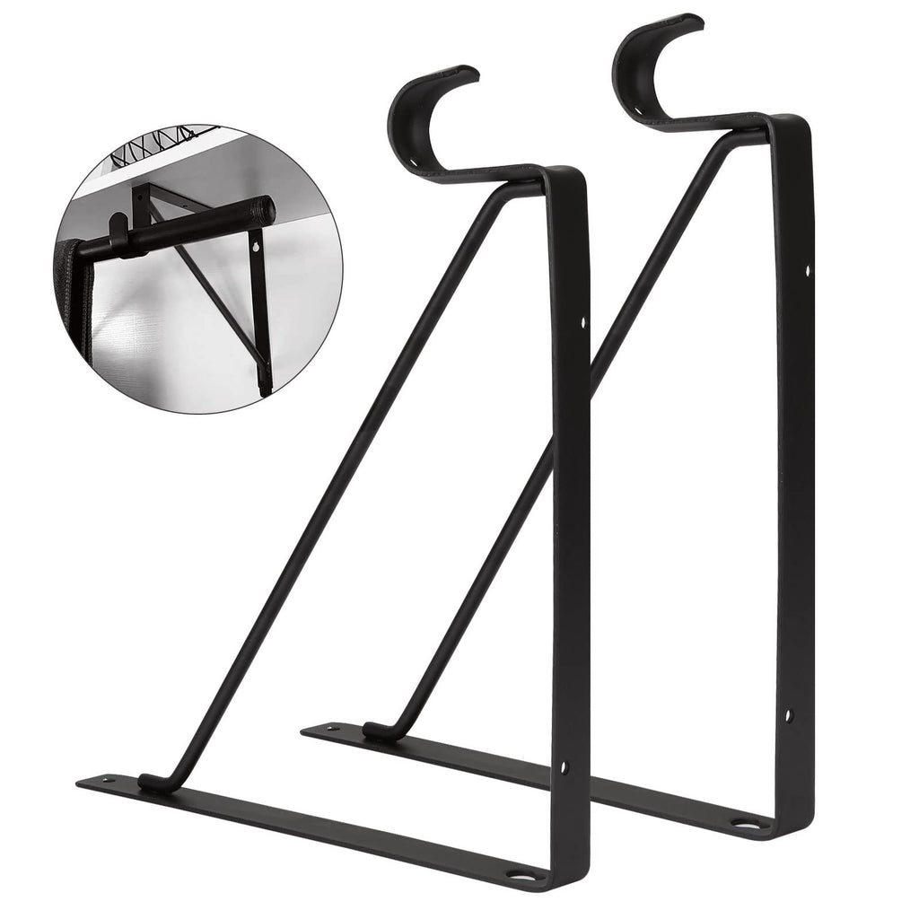 APACALI 2 Pack Heavy Duty Closet Rod Brackets, Black Steel, 10.8 x 10.8 x 1 Inch, Wall Mounted, Holds Up to 300 lbs per Pair, Fits 1.3-1.5Inch Rods