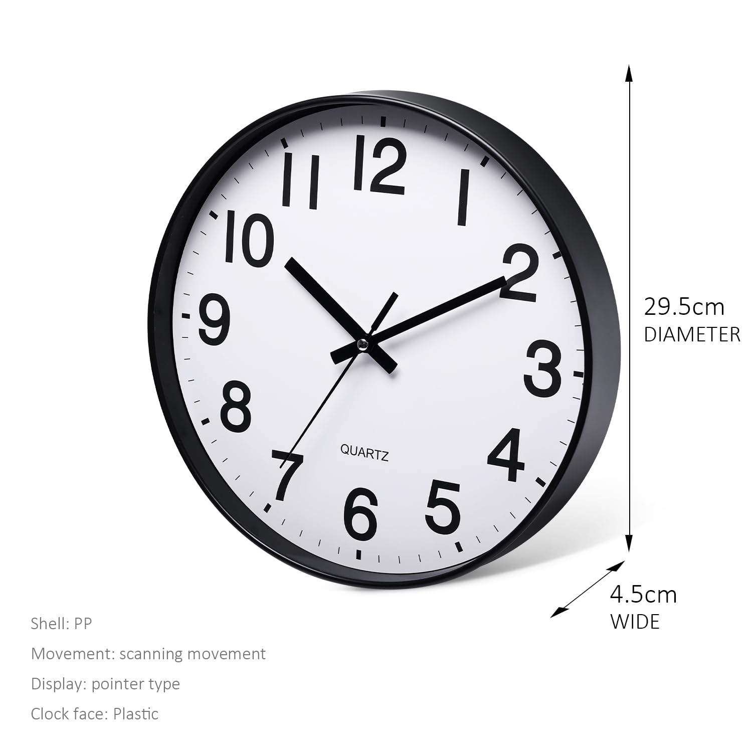 12 Inch Round Wall Clock Silent & Non-Ticking Simple Wall Clock Operated for Living Room Bedroom Kitchen (30 cm/ 12")