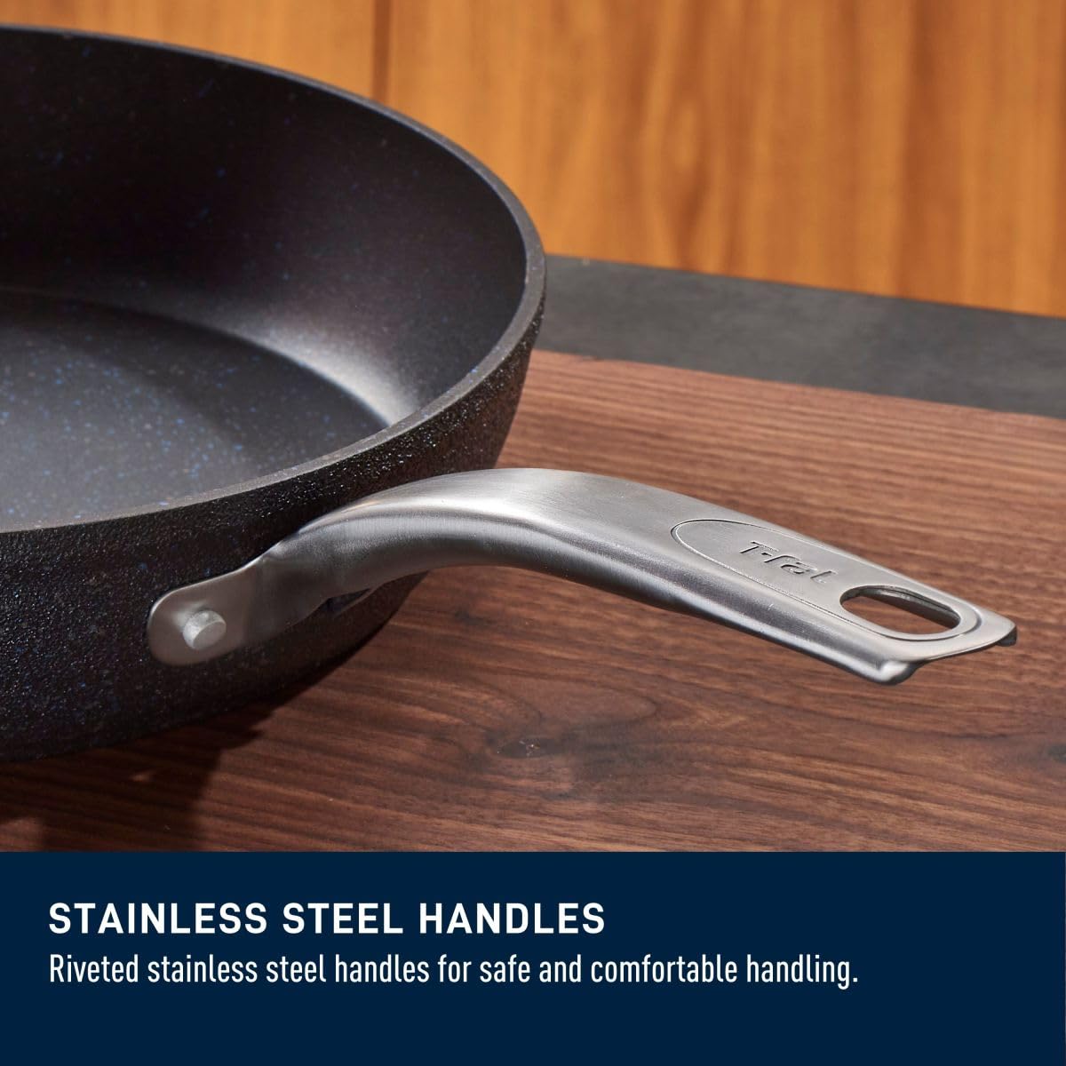 T-FAL StoneShield 12" / 30cm Frypan, Non-Stick, Anti-Warp, Rock Texture, Dishwasher & Oven Safe, Easy to Clean