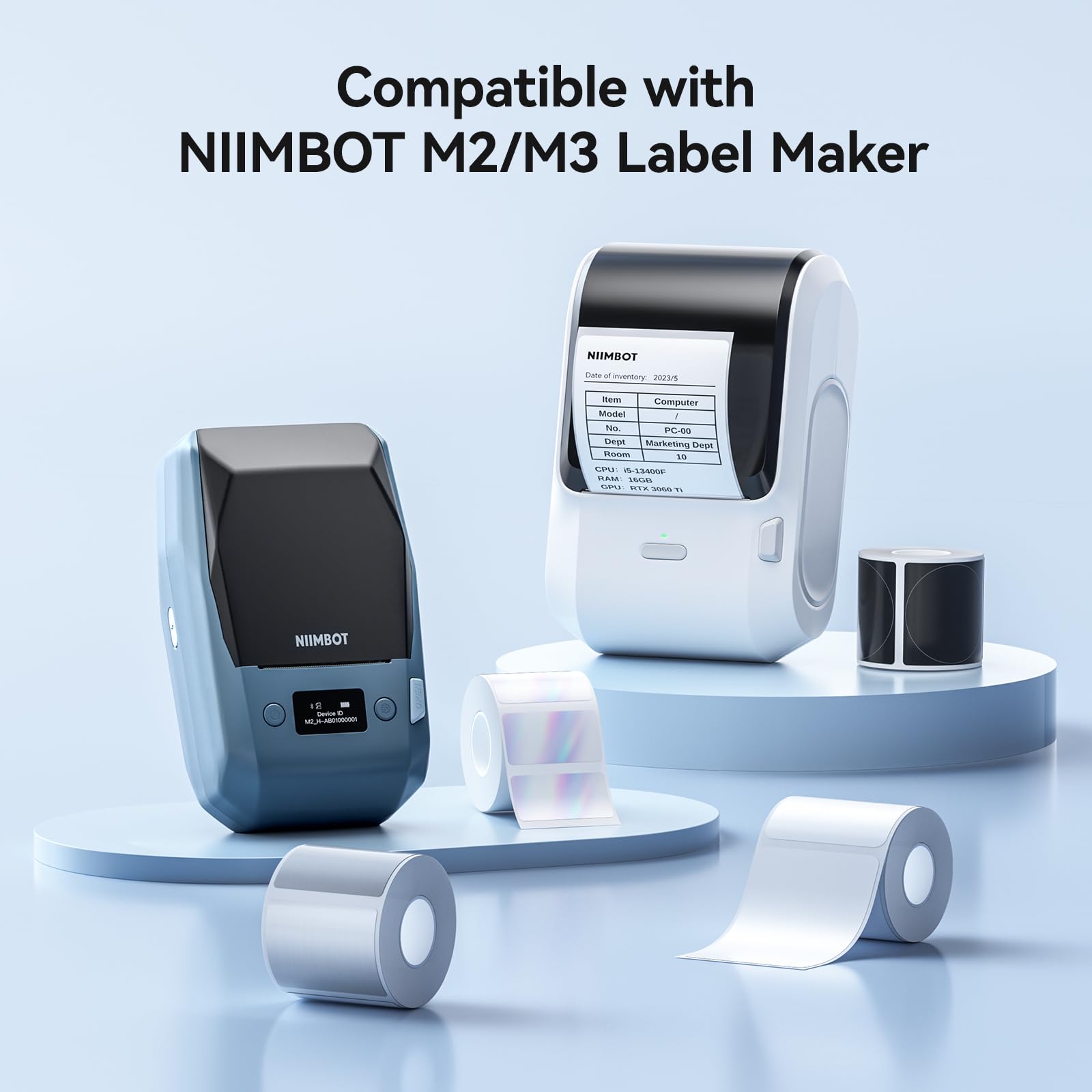 NIIMBOT M2/M3 Thermal Transfer Labels 1.57''×0.79'', 345 Tapes/Roll, for M2/M3 Label Maker, Long Storage Time, for Small Businesses, Cosmetics, Vitamins Labeling, Hologram
