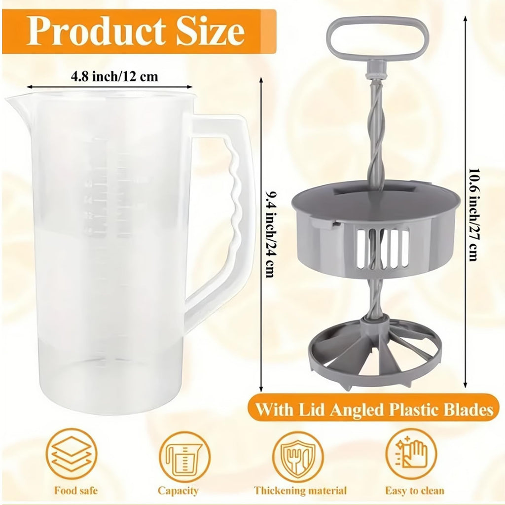 MYLEUS Drink Mixing Pitcher, 2.1qt with Lid & Sponge Brush, Wide Mouth Juice Pitcher, Adjustable Mixer Plunger, for Juice Tea Milk Lemonade