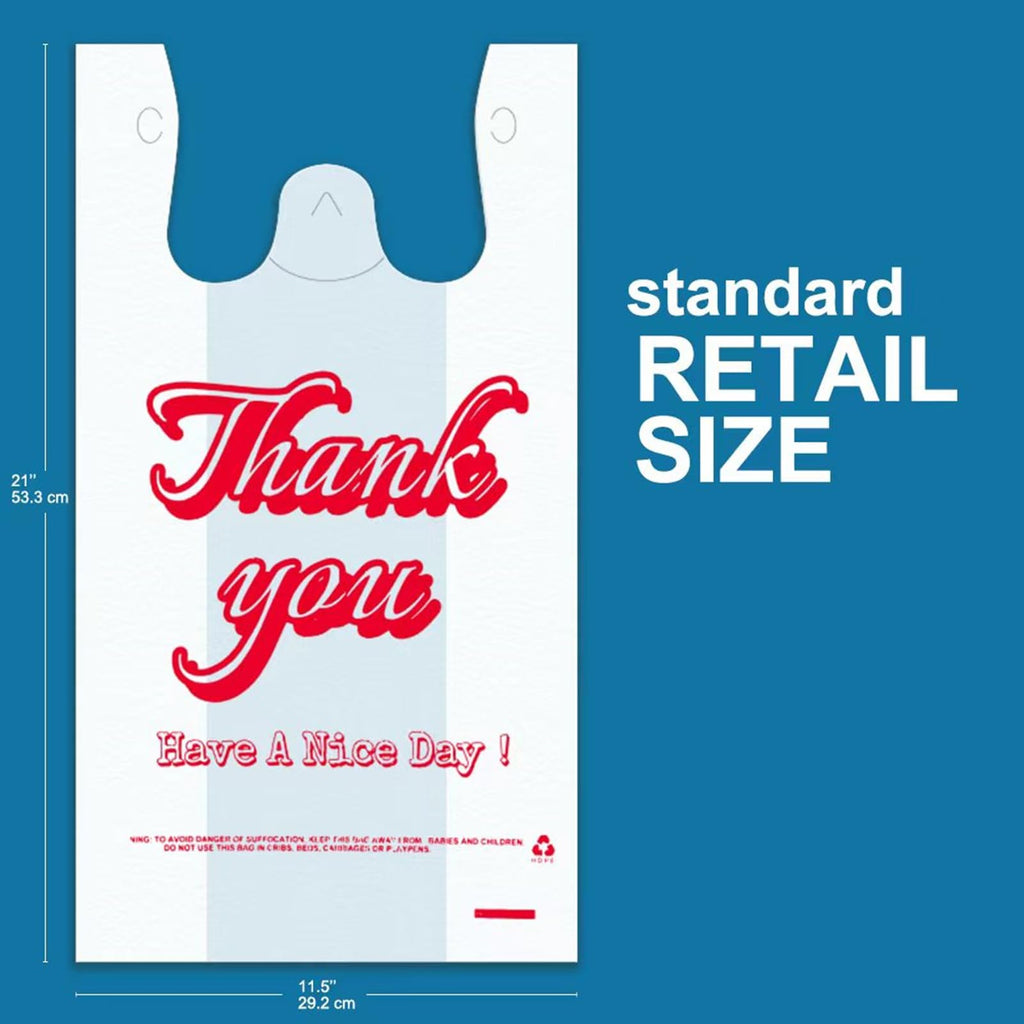 Plastic Bags with Handles Plastic bag – 400 Count T-Shirt Shopping Bags, 11.5"x6.25"x21" Grocery Bags for Retail, Supermarket, Takeout, Thank you bag, Plastic Grocery Bags