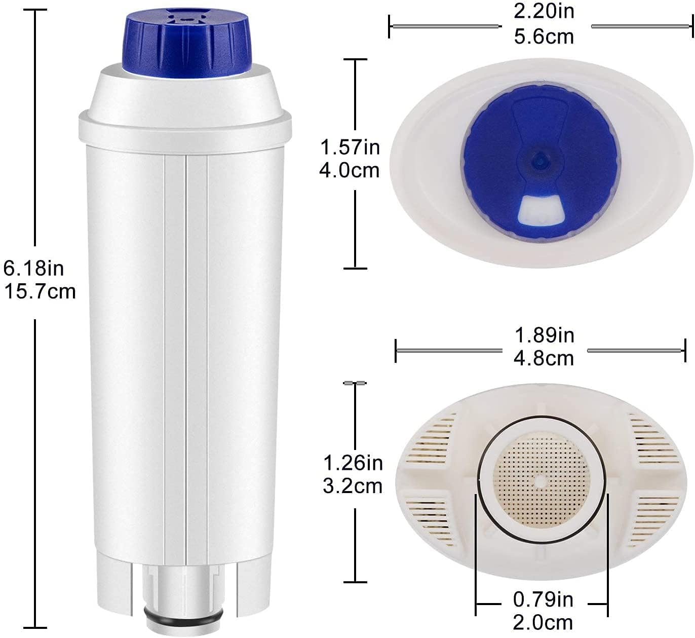 OH DLSC002 Replacement Water Filter Compatible with DeLonghi Automatic Espresso Coffeemaker Bean to Cup 4-Pack Filtre à eau