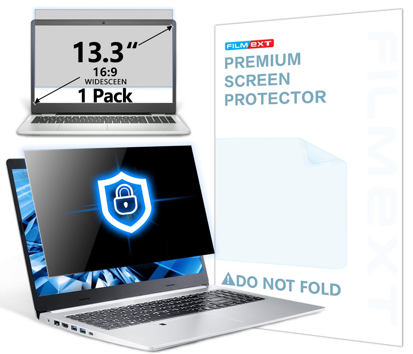 FILMEXT 13.3 inch laptop privacy screen filter anti-blue light screen protector,16:9 Aspect Ratio Laptop Privacy screen filter for Lenovo, HP, Dell, Acer, Asus, Samsung and other laptop brands