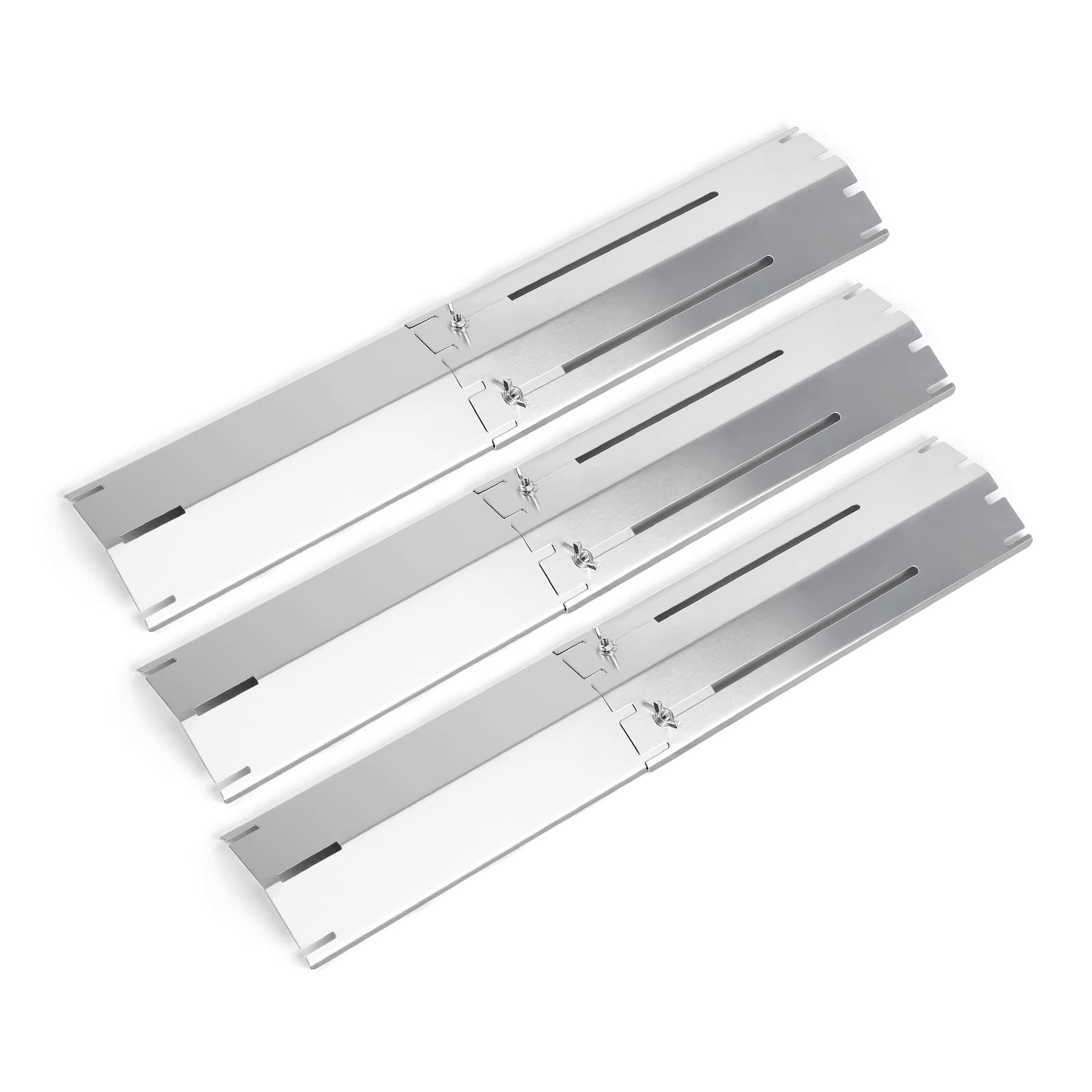 Hisencn Universal Heat Plate Shield, Adjustable from 11.75" to 21" Stainless Steel Flavorizer Bar, Burner Cover, Flame Tamer Heat Tent for Charbroil, Brinkmann,Dynaglo, Uniflame Gas Grill, 3 Pack