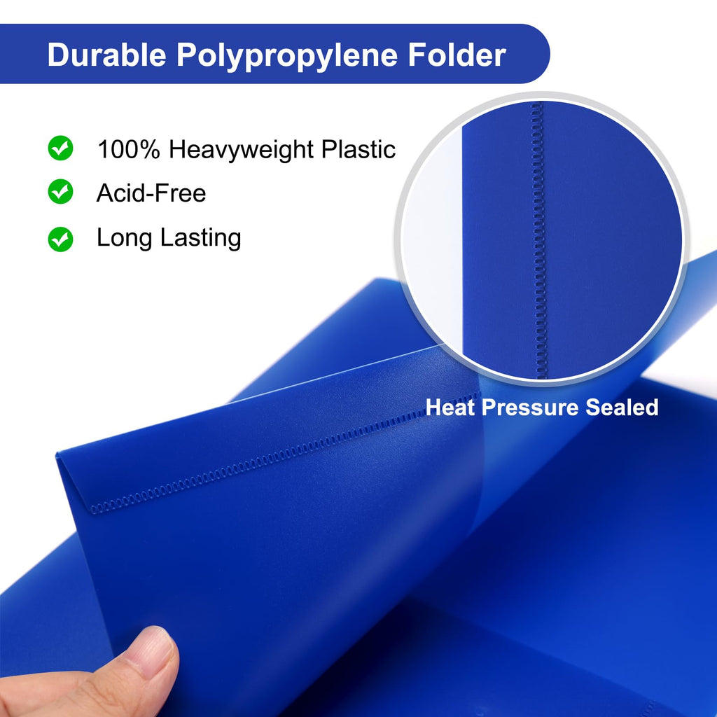 ViVin 12-Pack Plastic Folders with Pockets, 8.5 x 11 Inch Letter Size Poly Folders with 2 Pockets, Plastic Pocket Folders for School, Home, Office (Blue)