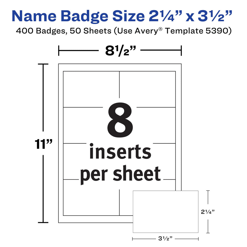 Avery Name Badge Inserts, 2.25 x 3.5 Inches, Box of 400 (05390)