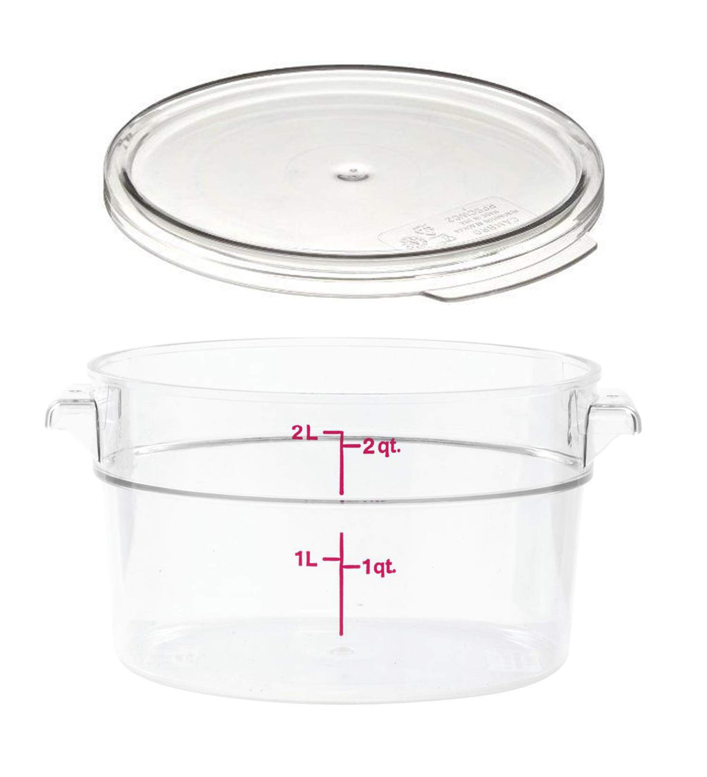 (1.9l with lid) - Cambro RFSCW2135 Camwear 1.9l Clear Round Food Storage Container with Cambro RFSCWC2135 Clear Round Lid