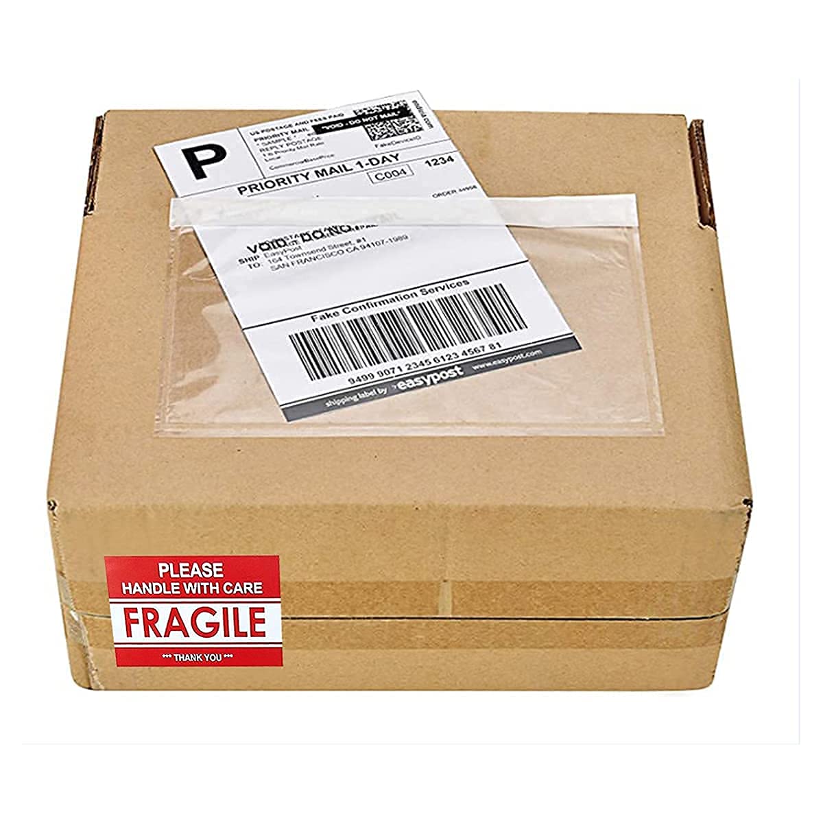 LabelMore 200 pcs 6" x 9" Clear Plastic Adhesive Packing List Mailing Shipping Label Pouch Return Label Documents Keeps Paper Safe While Shipping