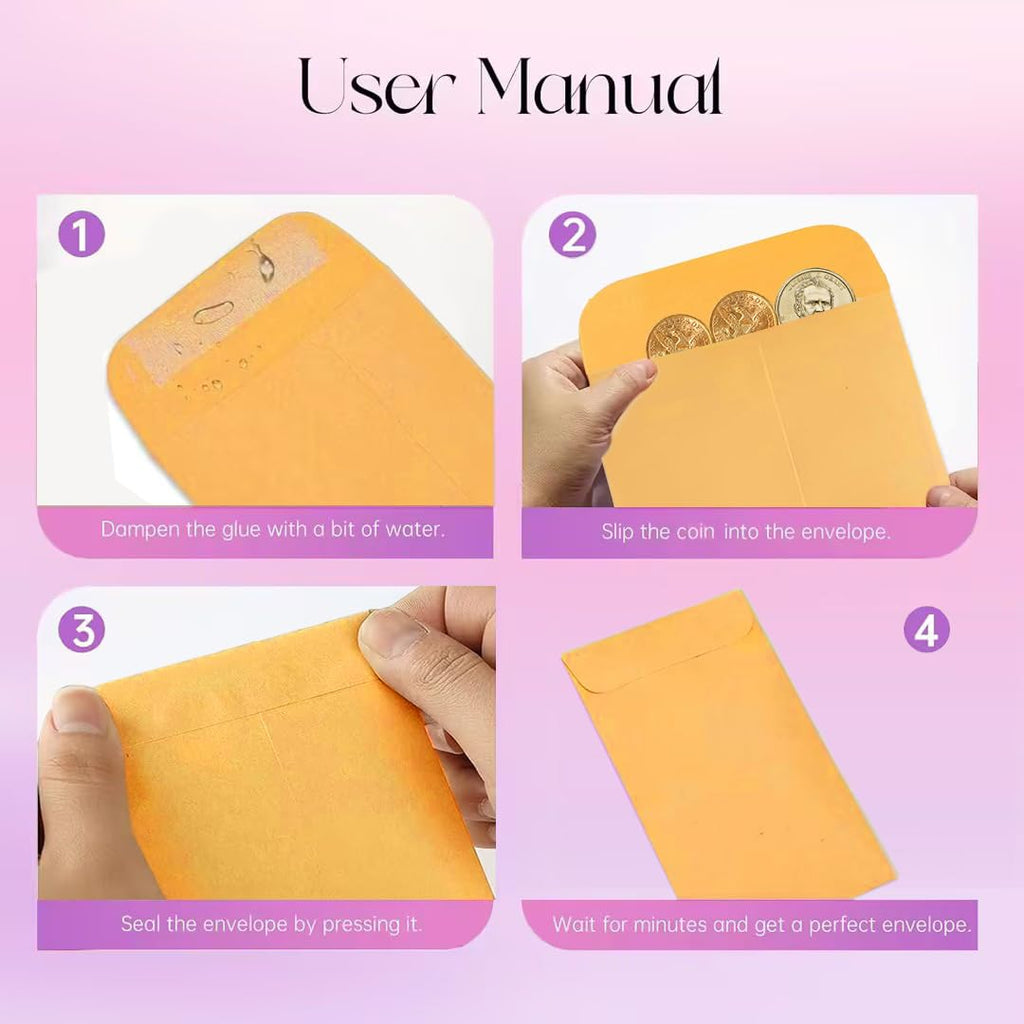 Packpal Seed Envelopes, 500 Pack Brown Coin Envelopes for Gifts and Money Saving, Mini Small Envelopes 2-1/4 x 3-1/2