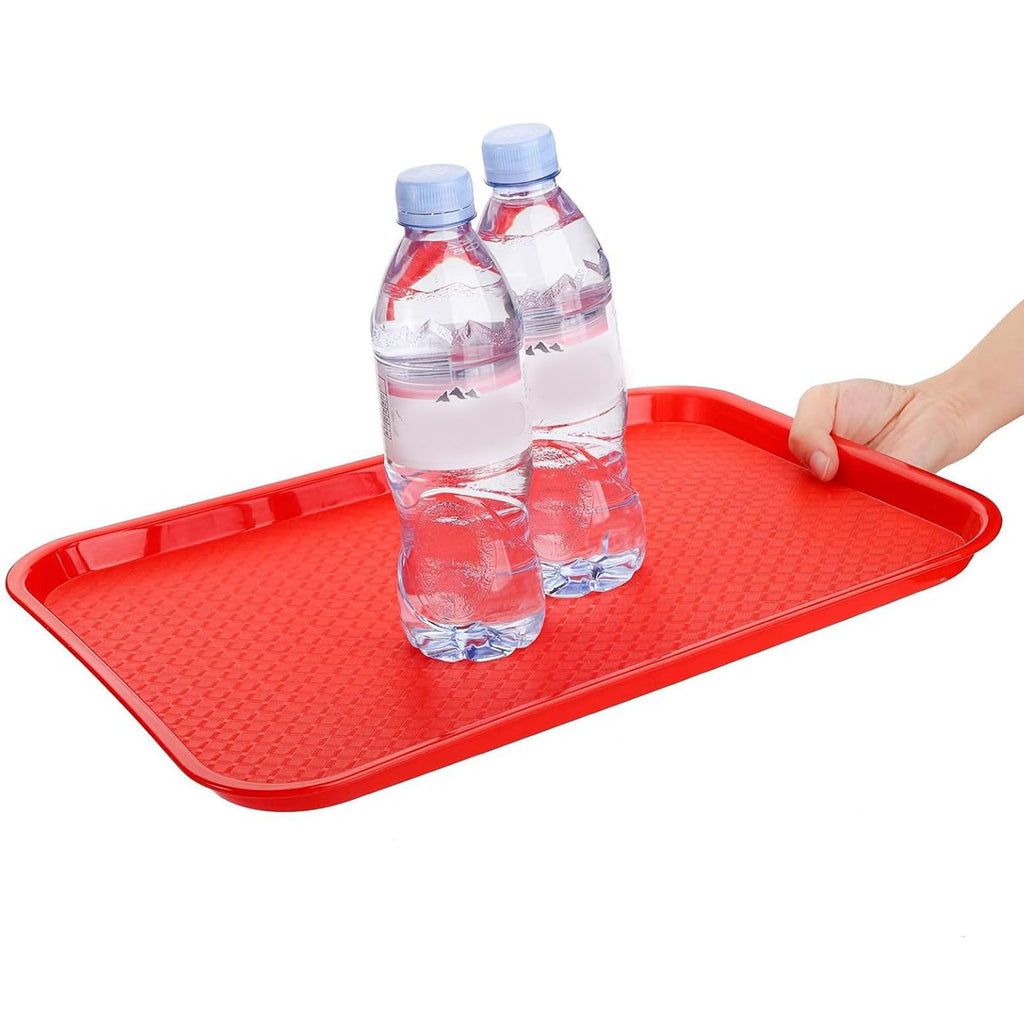 Yarlung 6 Pack Plastic Fast Food Trays, 16x12 Inches Restaurant Serving Trays Set for Coffee Table, Party, 6 Colors