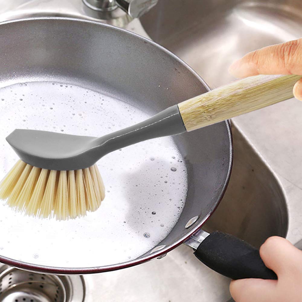 Stainless Steel Cast Iron Cleaner and Cast Iron Brush, SourceTon Stainless Steel Chainmail Scrubber and Bamboo Handle Brush for Skillet, Wok, Pot, Pan
