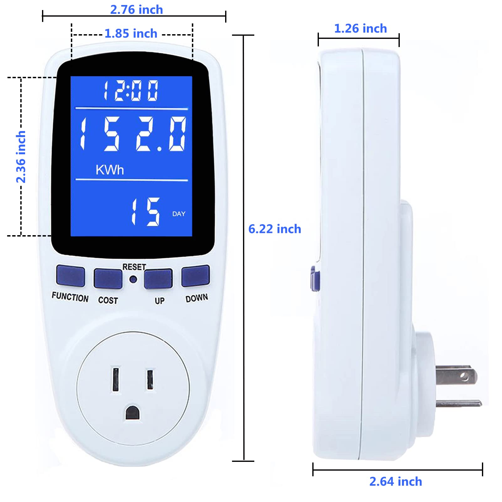 Upgraded Watt Meter Power Meter Plug Home Electricity Usage Monitor, Electrical Usage Monitor Consumption, Energy Voltage Amps Kill Meter with Backlight, Overload Protection, 7 Modes Display