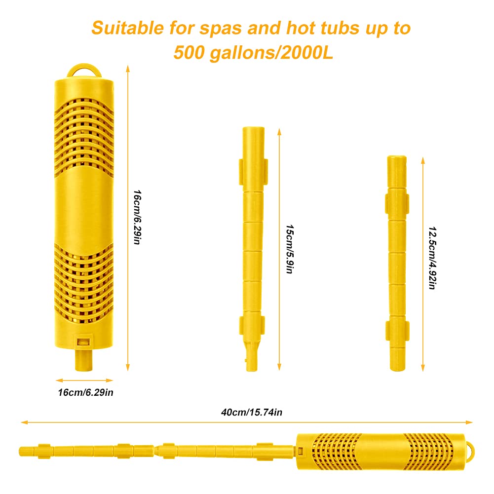 ACETOP Spa Mineral Stick 2 Pack Hot Tub Filter with 4 Months Lifetime Cartridge Universal for Spas Filters Swimming Pool Fish Pond (Yellow)