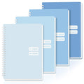 Colacoo A5 Spiral Notebook 4 Pack - PP Hardcover Coil Notebook with Soft Coil, 8 x 5 Spiral Notebook Journal College Ruled 140 Lined Pages, Assorted Blue