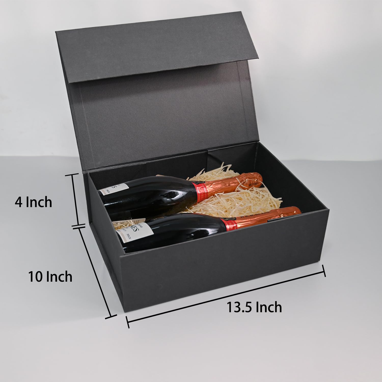 LIFELUM Large Gift Box 13.5 x 10 x 4 inch Black Gift Box with Magnetic Lid Bridesmaid Proposal Gift Boxes for Presents with Lids,Card,Ribbon,Shredded Paper Filler (1 Pcs）