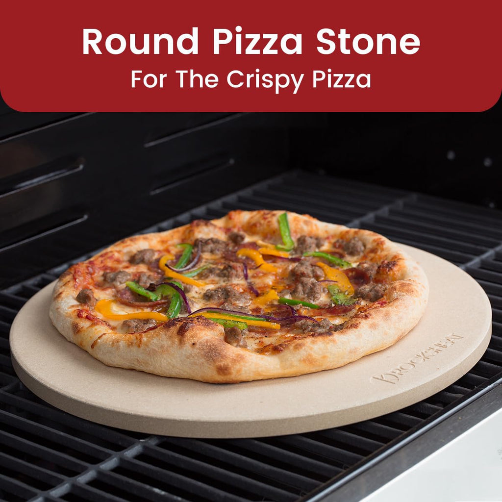 ROCKSHEAT 12" x 0.6" Round Pizza Stone, Cordierite Pizza Stone for Oven Grill BBQ, Food Grade Baking Stone for Pizza and Bread, Outdoor Pizza Accessories for Grilling