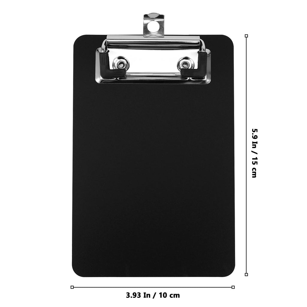 MUKLEI 16 Pack 4 x 6 Inch Black Mini Clipboards, Memo Small Clipboards Low Profile Clip, Cute Plastic Clipboard Pocket Clipboard for Classrooms, Restaurants, Offices