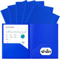 ViVin 12-Pack Plastic Folders with Pockets, 8.5 x 11 Inch Letter Size Poly Folders with 2 Pockets, Plastic Pocket Folders for School, Home, Office (Blue)