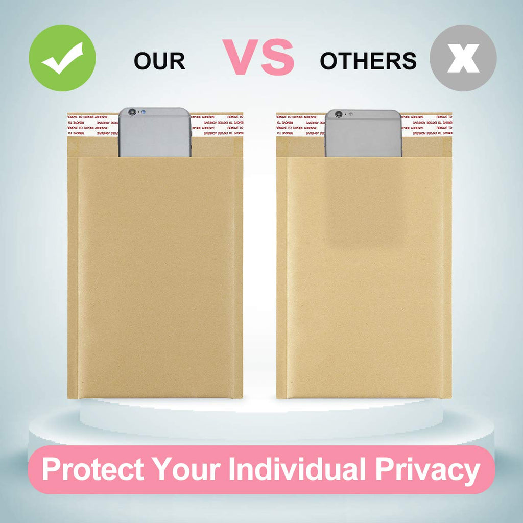UCGOU Natural Kraft Bubble Mailers 4x8 Inch 50 Pack Brown Padded Envelopes #000 Small Business Mailing Packages Self Sealing Tear Resistant Boutique Bulk Shipping Bags for Jewelry Makeup Supplies