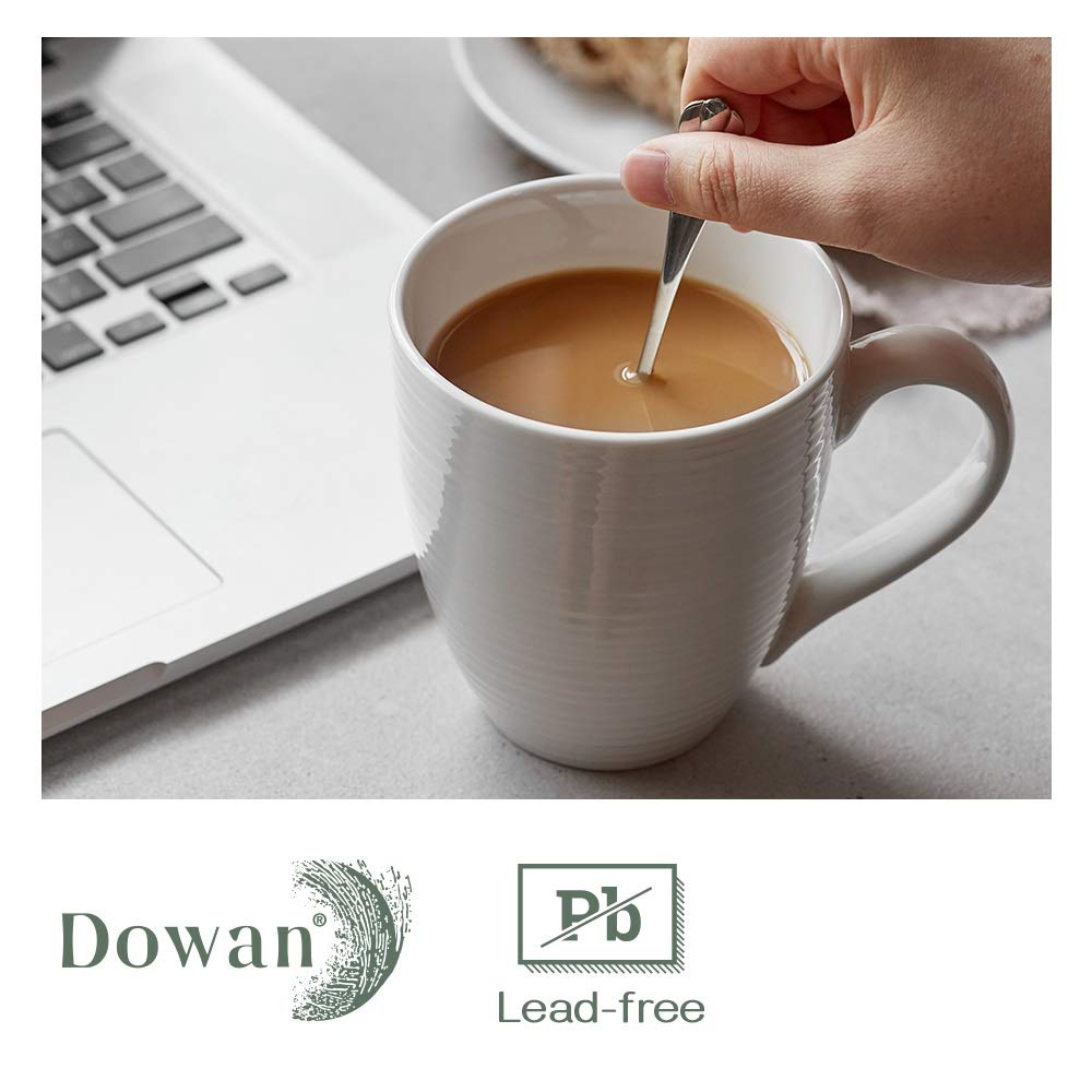 DOWAN Coffee Mugs, Coffee Mugs Set of 6, 17 Oz Ceramic Coffee Cups with Handle, Large Coffee Mug for Coffee Tea, Party, Coffee Mug Ceramic Set, Mug Sets, White