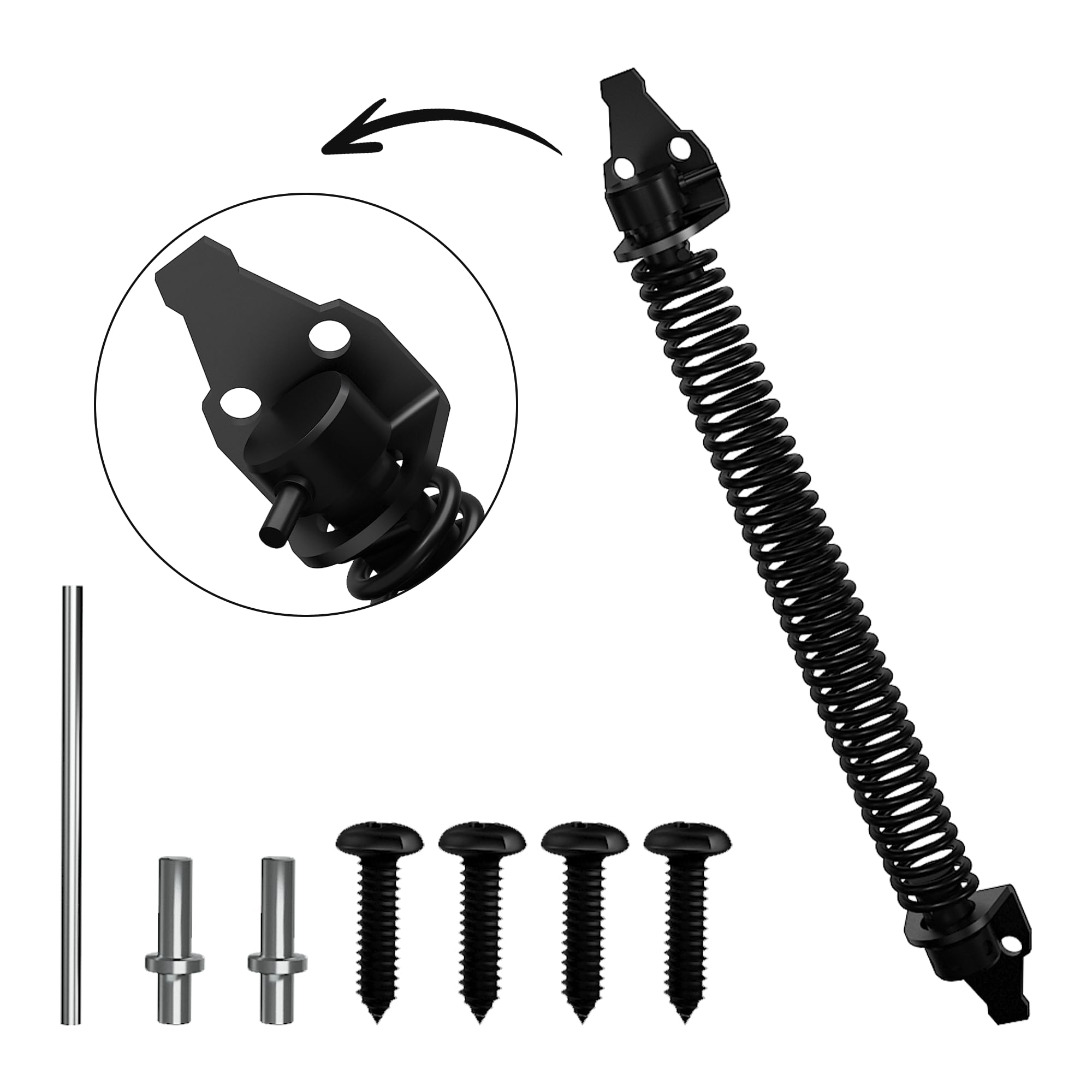 skysen 14" Fence gate Spring self Closing and Adjustable for Wooden or Vinyl Fence,Carbon Steel,Black(gate spring-14)