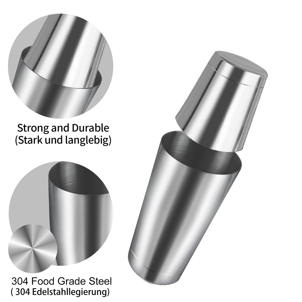 Boston Cocktail Shaker Set|8pcs Cocktail Making Set Stainless Steel Shakers|Bartender Kit Bar Tool Set with Strainer, Pourers, Muddler, Double Jigge (Boston Cocktail Shaker)
