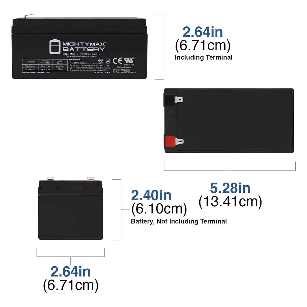 Mighty Max Battery ML3-12 - 12 Volt 3 AH SLA Battery