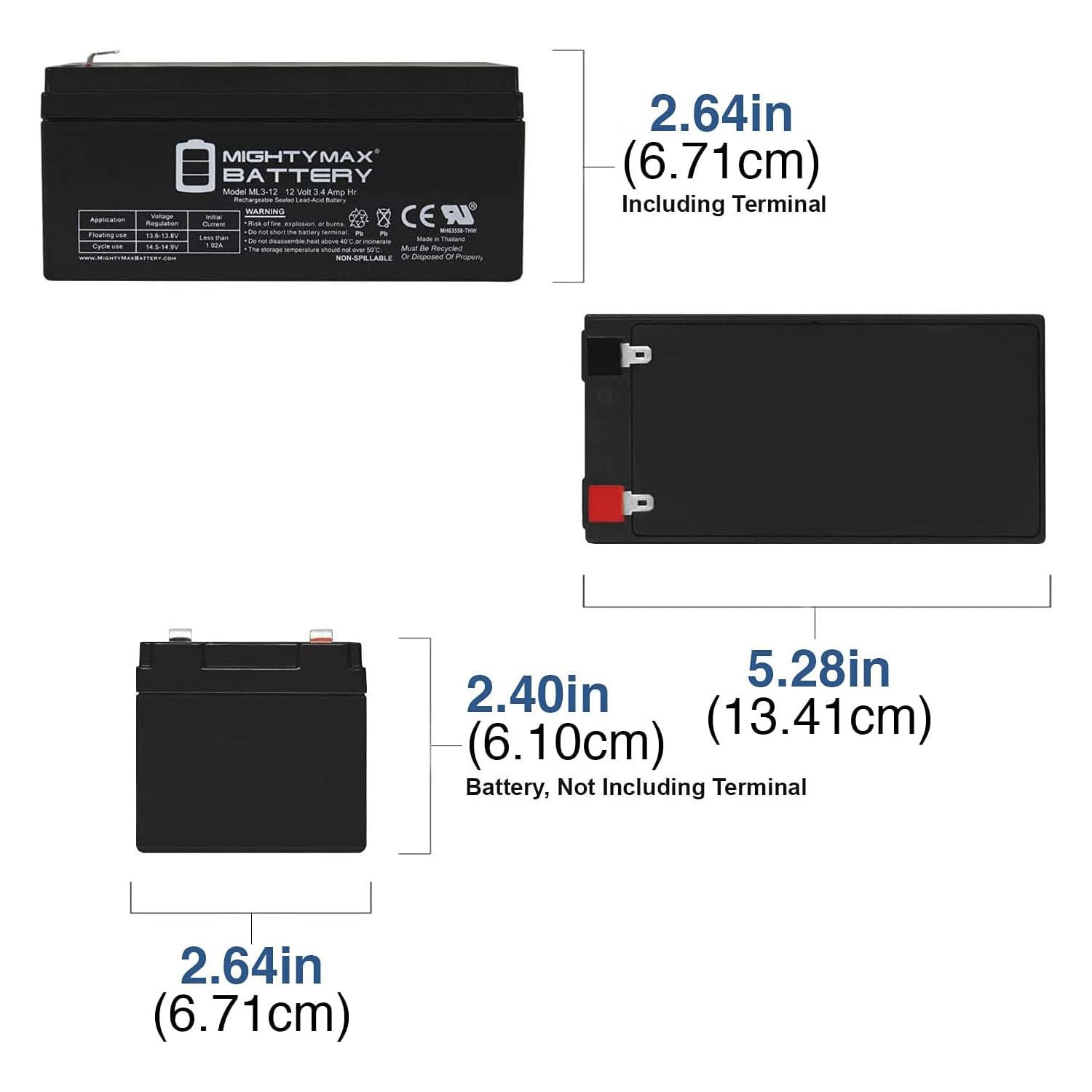 Mighty Max Battery ML3-12 - 12 Volt 3 AH SLA Battery