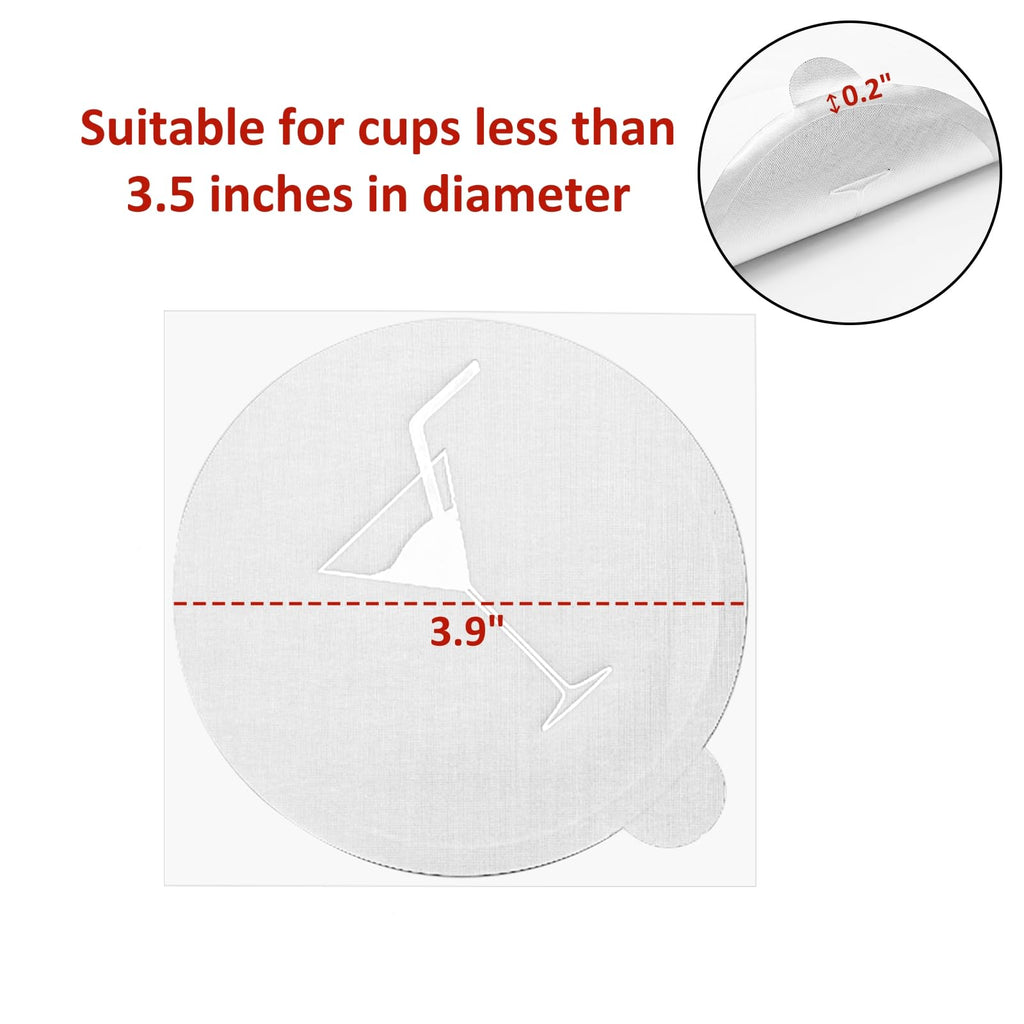 Peohud 100 Pack Drink Cover, 4 Inch Disposable Drink Protective Cap, Drink Covers for Protection Women, Adhesive Drinking Glasses Covers Drink Protector Stickers, Fits Most Cup Sizes