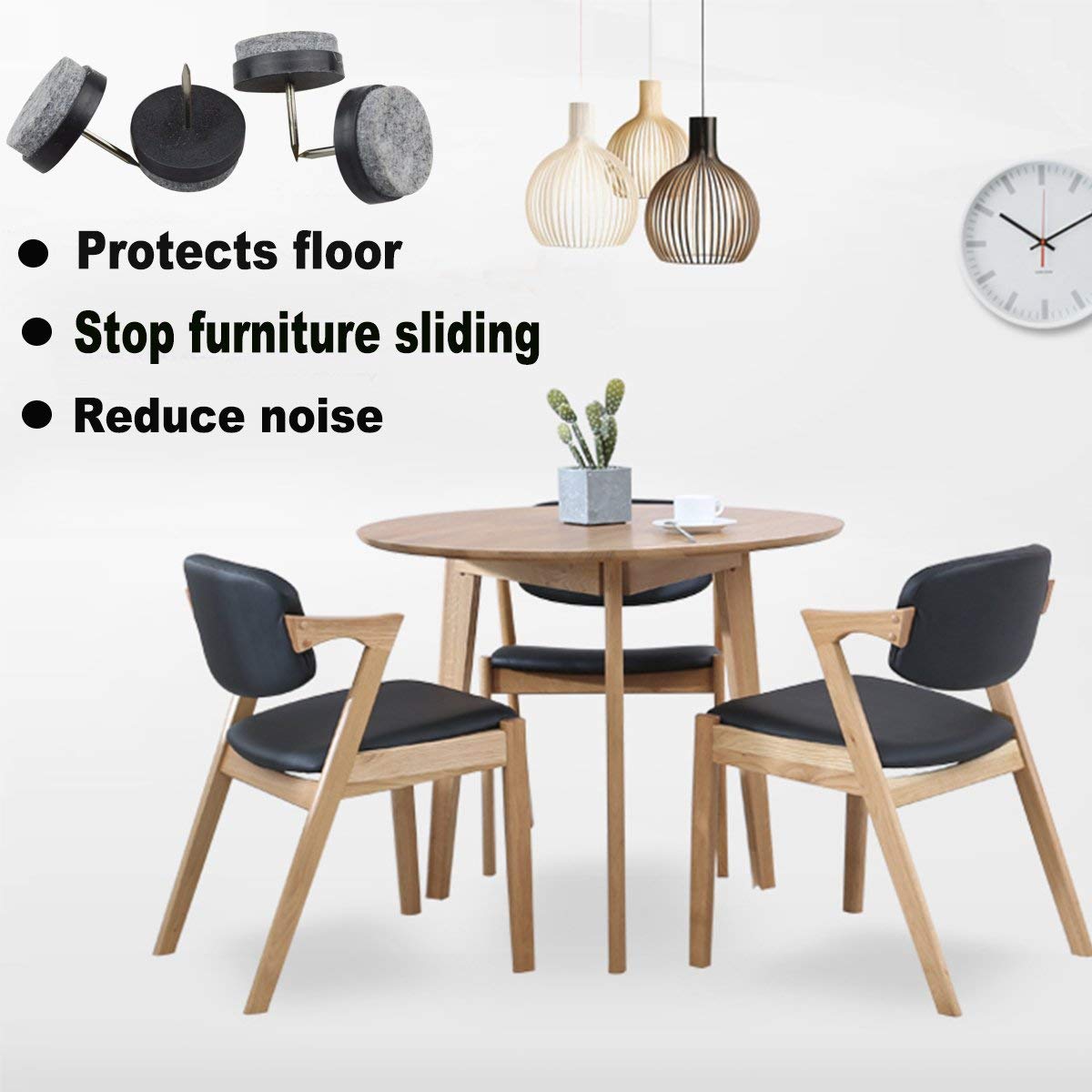 40pcs Round Heavy Duty Nail-on Anti-Sliding Felt Pad for Furniture Chair Table Leg Feet Floor Protectors (Black 28mm)